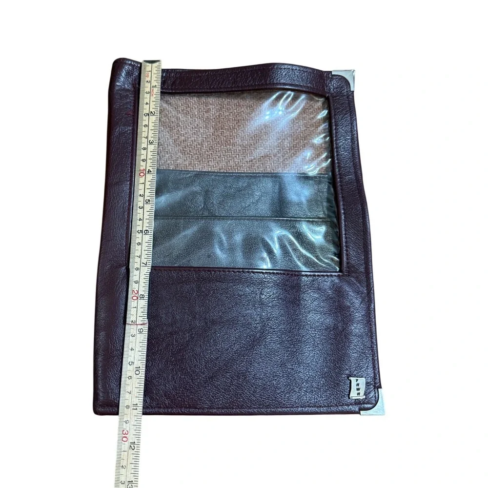 Vintage Brown Genuine Leather Portfolio‎ Folder YHWH Tweed Lined
